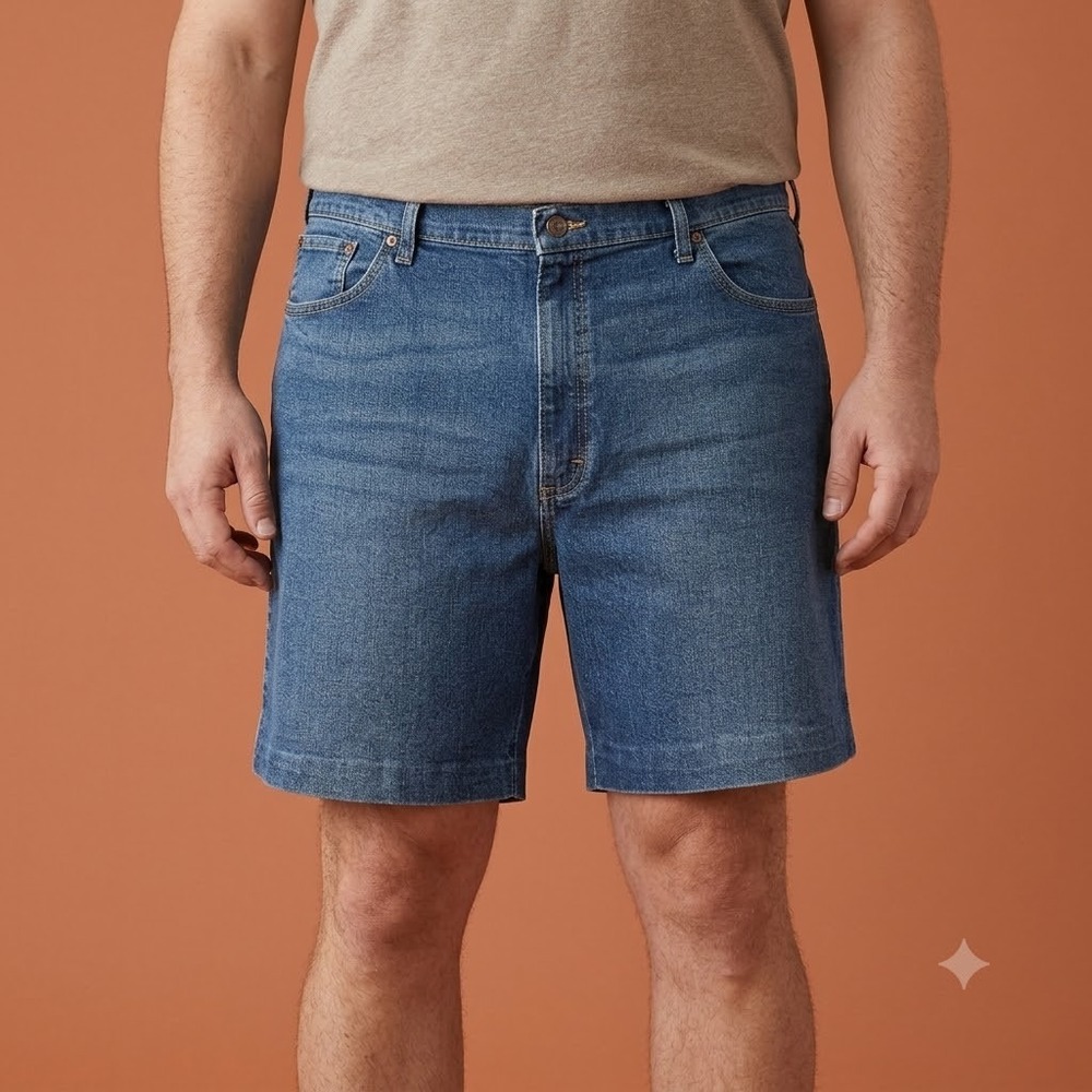 Wrangler‎ Denim Shorts Mens 42 Blue Relaxed Fit Jean Shorts Mid Wash